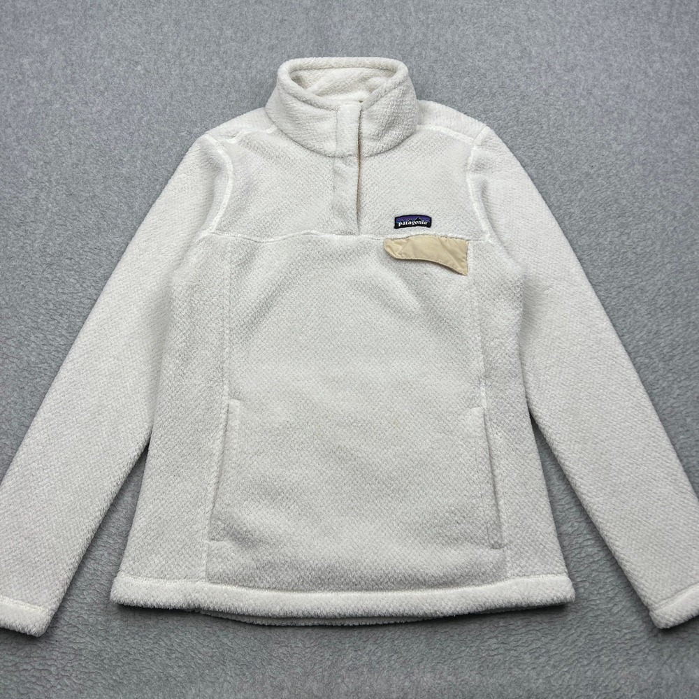 Patagonia Re-Tool Snap-T Pullover Womens Small White Fleece High-Pile Mock 25443